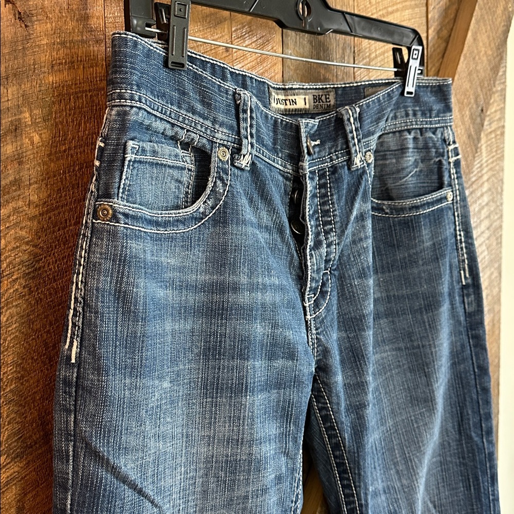 BKE Denim Justin Size 32S 3 Button Fly Flap Back Pockets Bootcut -E4 - Picture 6 of 13